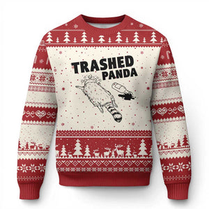 Funny Trashed Panda Ugly Christmas Sweater Drunk Raccoon Meme Hot Mess TS02 Beige Red Print Your Wear