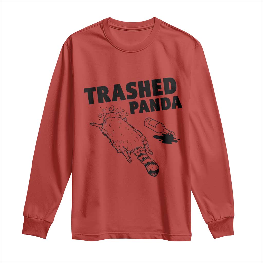 Funny Trashed Panda Long Sleeve Shirt Drunk Raccoon Meme Hot Mess TS02 Red Print Your Wear