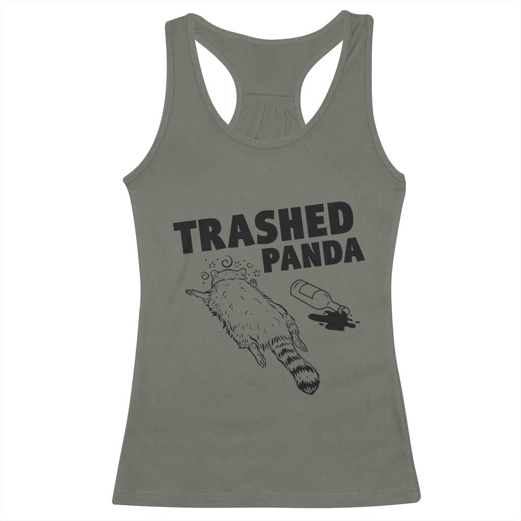 Funny Trashed Panda Racerback Tank Top Drunk Raccoon Meme Hot Mess TS02 Military Green Print Your Wear