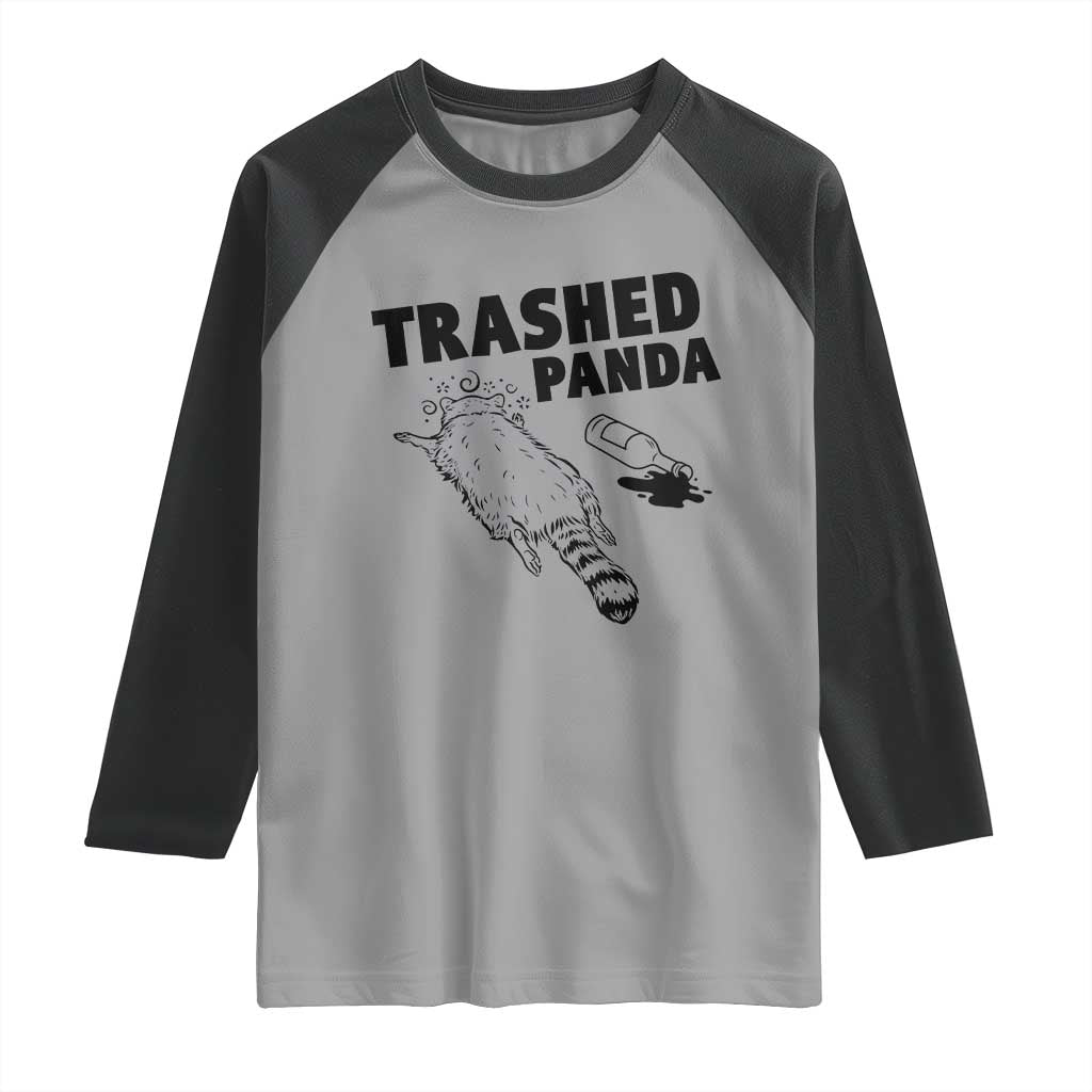 Funny Trashed Panda Raglan Shirt Drunk Raccoon Meme Hot Mess TS02 Sport Gray Black Print Your Wear