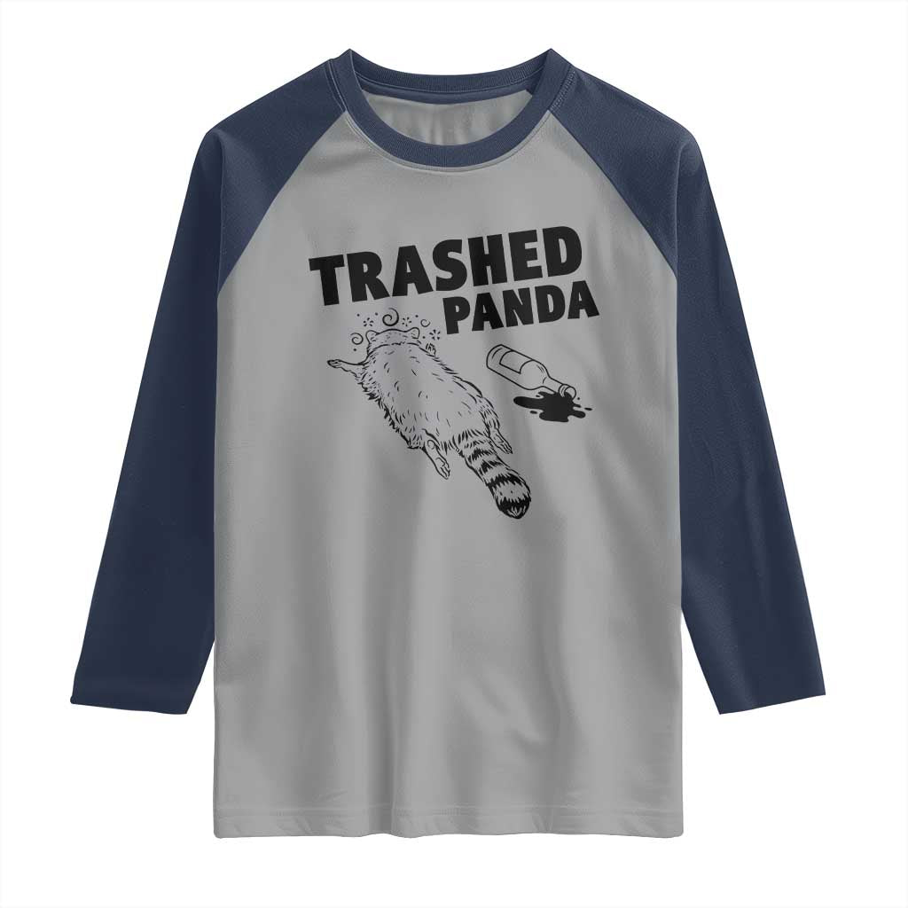 Funny Trashed Panda Raglan Shirt Drunk Raccoon Meme Hot Mess TS02 Sport Gray Navy Print Your Wear