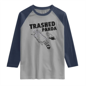 Funny Trashed Panda Raglan Shirt Drunk Raccoon Meme Hot Mess TS02 Sport Gray Navy Print Your Wear