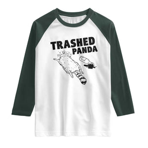 Funny Trashed Panda Raglan Shirt Drunk Raccoon Meme Hot Mess TS02 White Dark Forest Green Print Your Wear