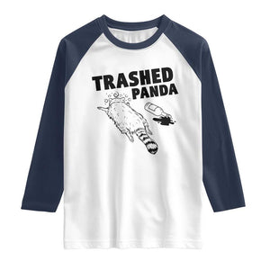 Funny Trashed Panda Raglan Shirt Drunk Raccoon Meme Hot Mess TS02 White Navy Print Your Wear