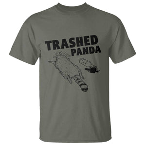 Funny Trashed Panda T Shirt Drunk Raccoon Meme Hot Mess TS02 Military Green Print Your Wear
