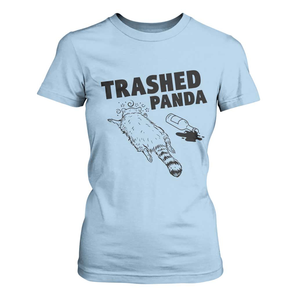 Funny Trashed Panda T Shirt For Women Drunk Raccoon Meme Hot Mess TS02 Light Blue Print Your Wear