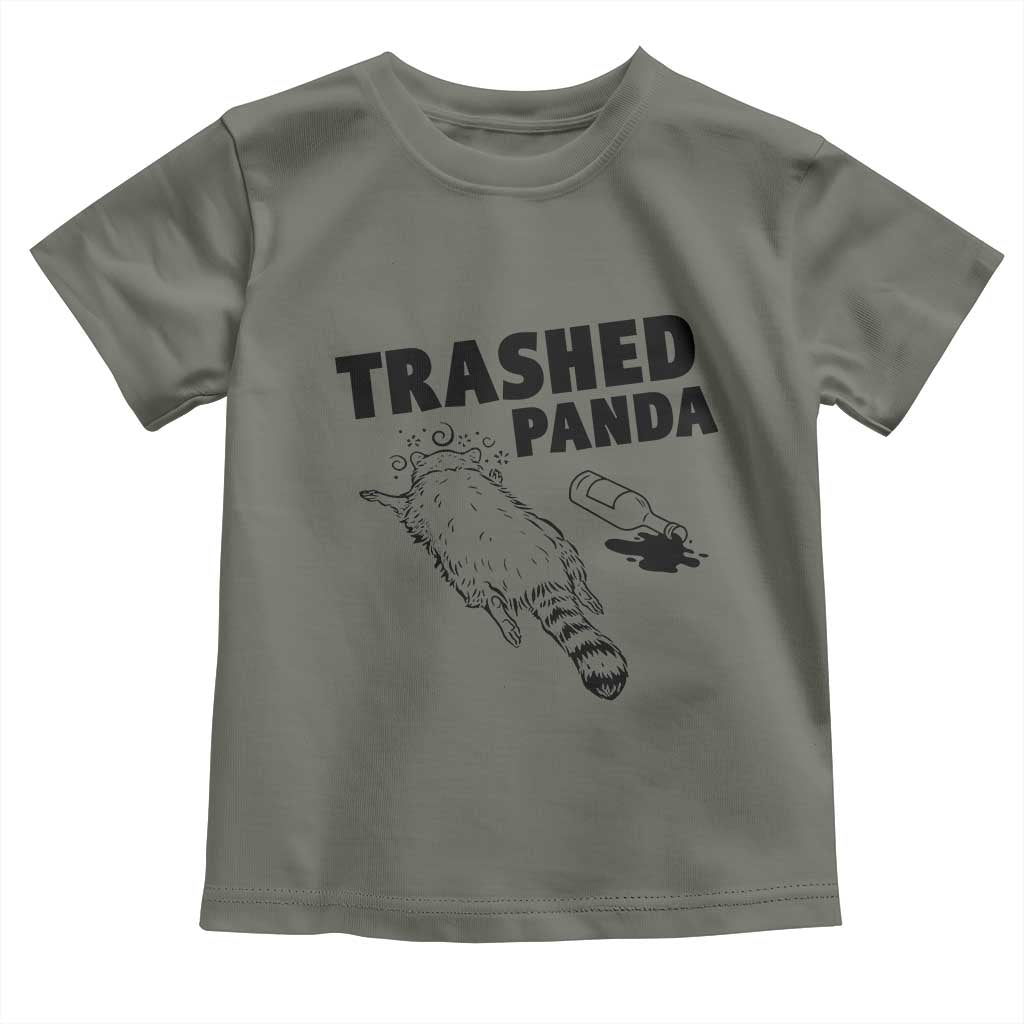 Funny Trashed Panda Toddler T Shirt Drunk Raccoon Meme Hot Mess TS02 Military Green Print Your Wear