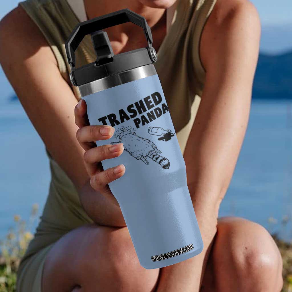Funny Trashed Panda Flip Straw Tumbler Drunk Raccoon Meme Hot Mess TS02 One Size: 30 oz Light Blue Print Your Wear