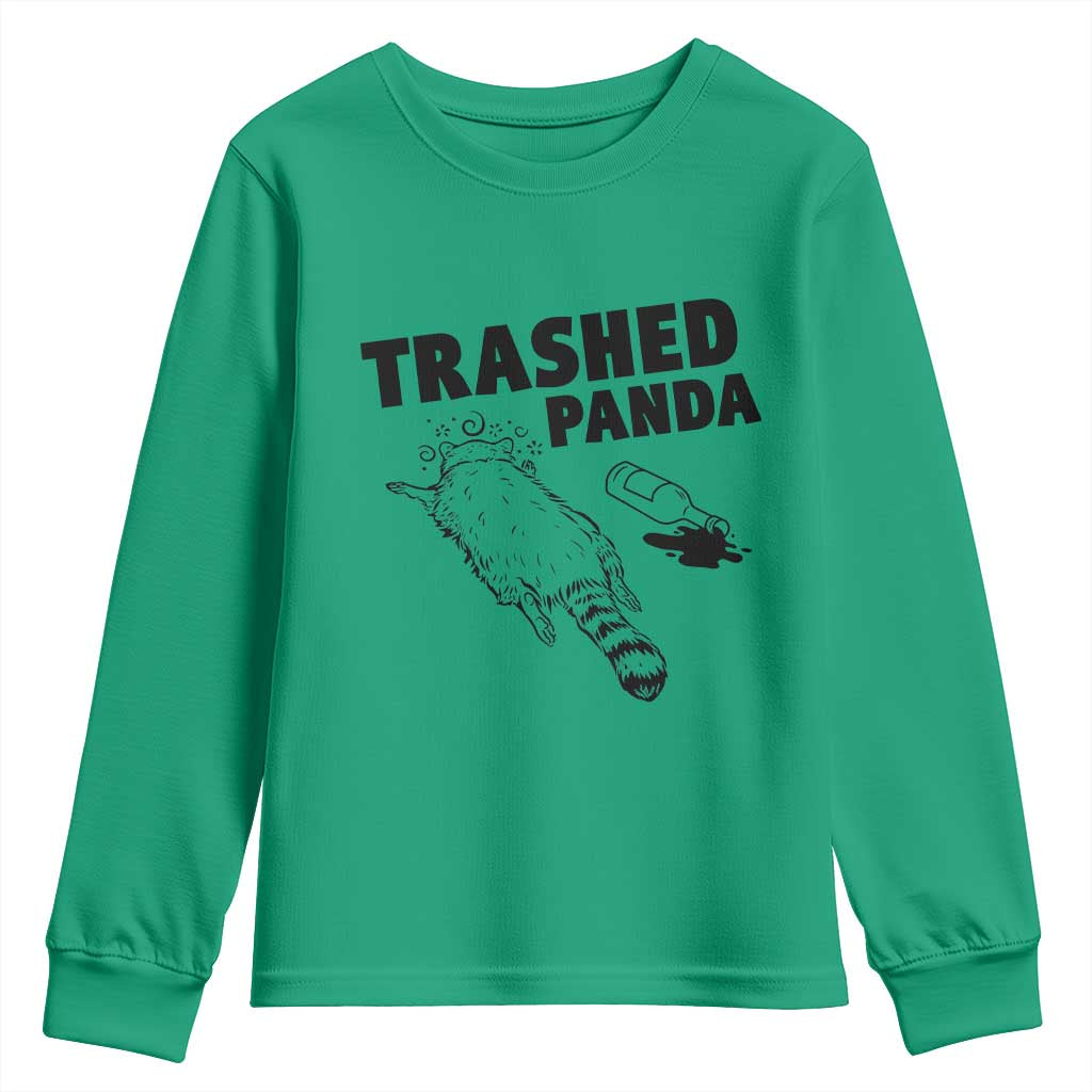 Funny Trashed Panda Youth Sweatshirt Drunk Raccoon Meme Hot Mess TS02 Irish Green Print Your Wear