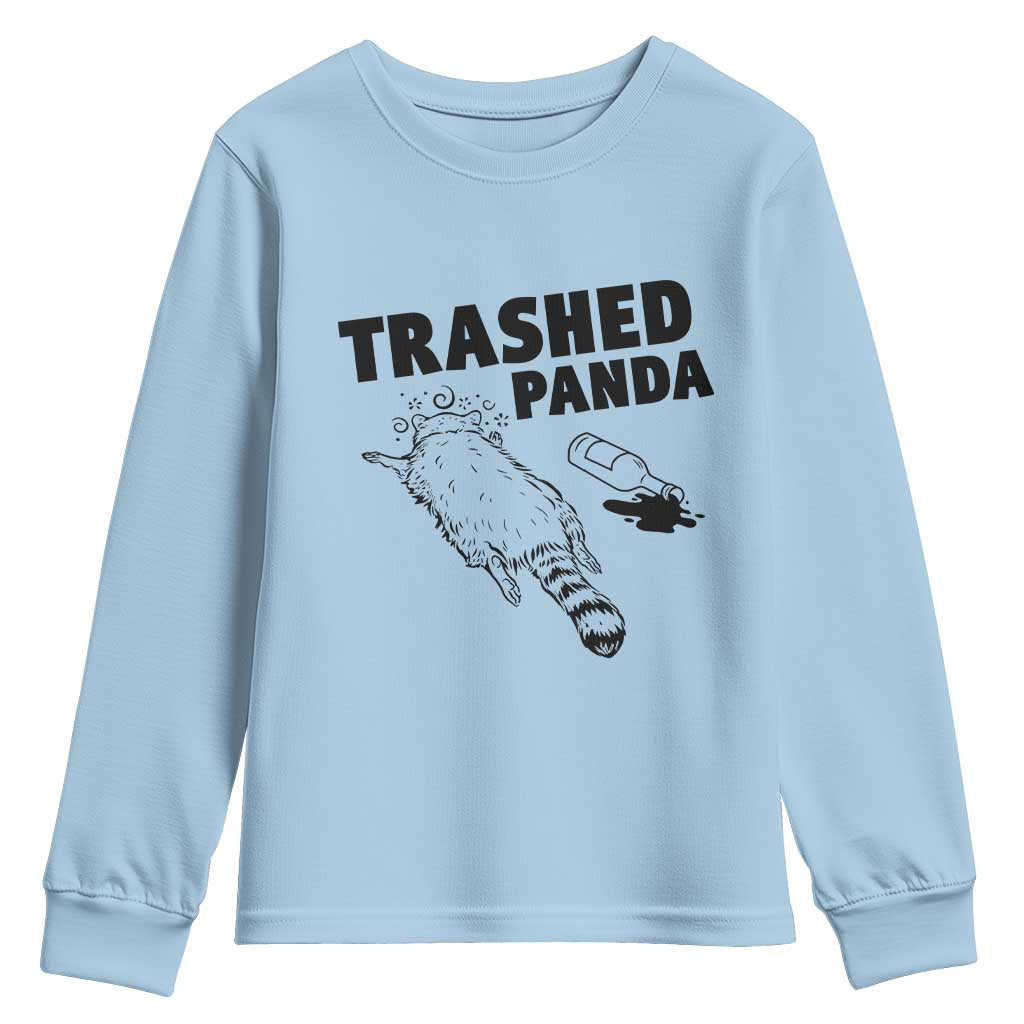 Funny Trashed Panda Youth Sweatshirt Drunk Raccoon Meme Hot Mess TS02 Light Blue Print Your Wear