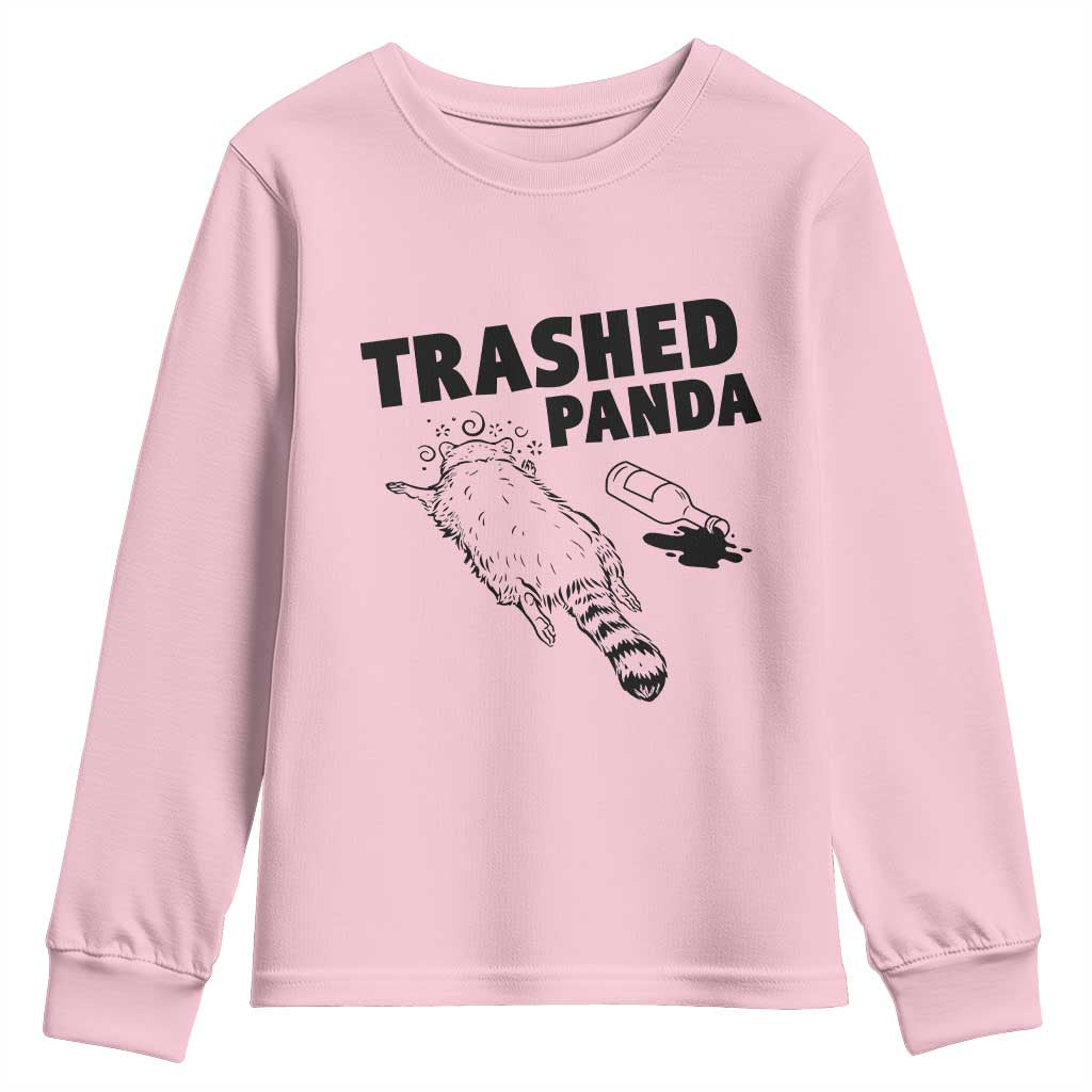 Funny Trashed Panda Youth Sweatshirt Drunk Raccoon Meme Hot Mess TS02 Light Pink Print Your Wear