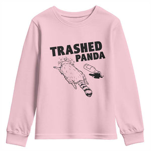 Funny Trashed Panda Youth Sweatshirt Drunk Raccoon Meme Hot Mess TS02 Light Pink Print Your Wear