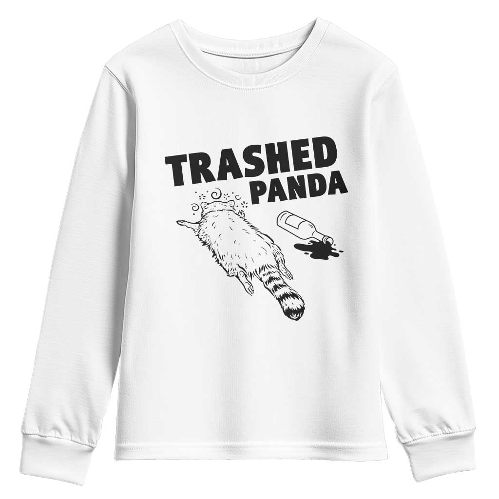 Funny Trashed Panda Youth Sweatshirt Drunk Raccoon Meme Hot Mess TS02 White Print Your Wear