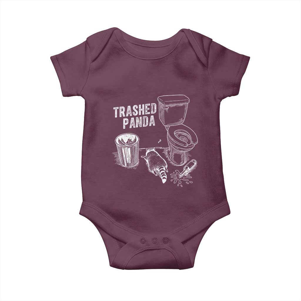 Funny Trashed Panda Baby Onesie Drunk Raccoon in Toilet Meme Hot Mess TS02 Maroon Print Your Wear