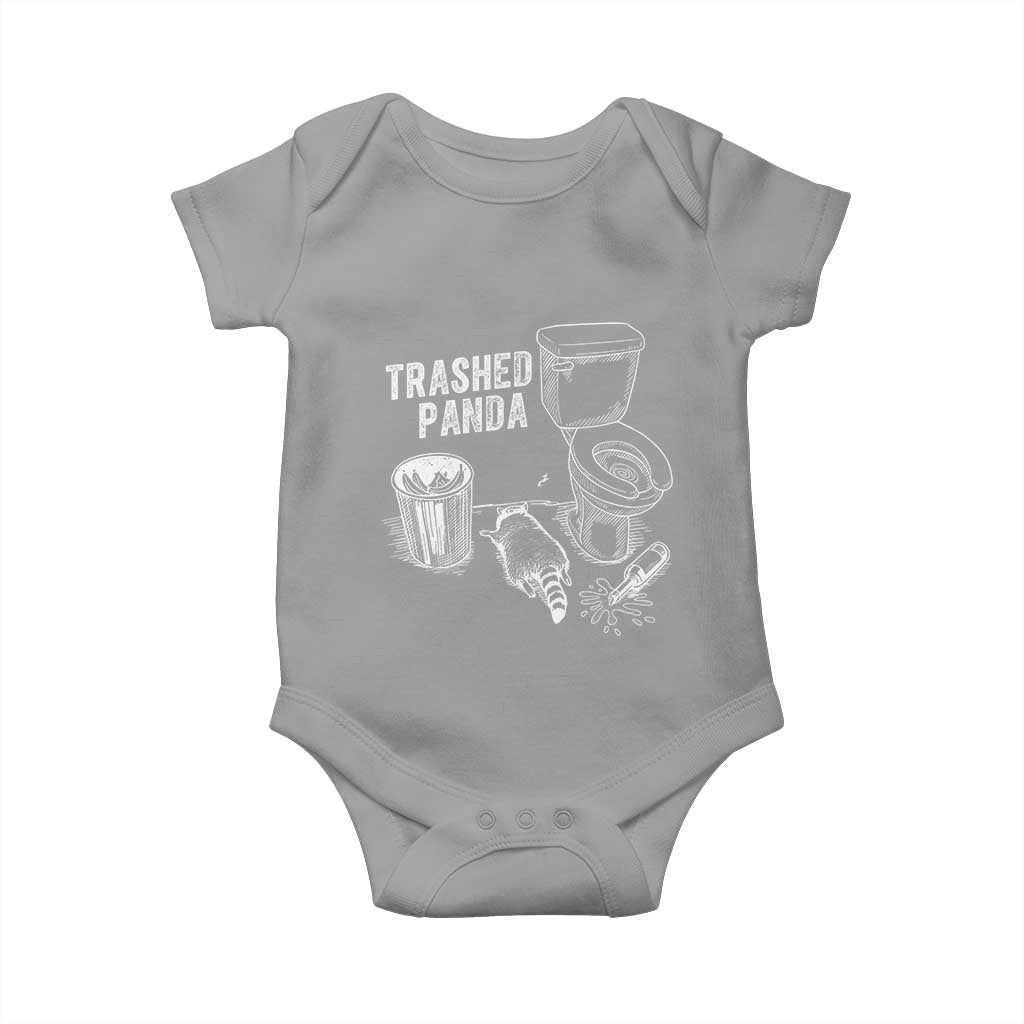 Funny Trashed Panda Baby Onesie Drunk Raccoon in Toilet Meme Hot Mess TS02 Sport Gray Print Your Wear