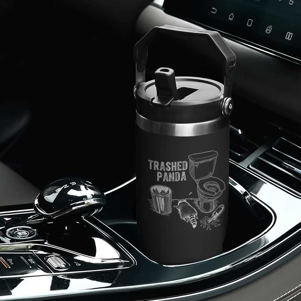 Funny Trashed Panda Flip Straw Tumbler Drunk Raccoon in Toilet Meme Hot Mess TS02 Print Your Wear