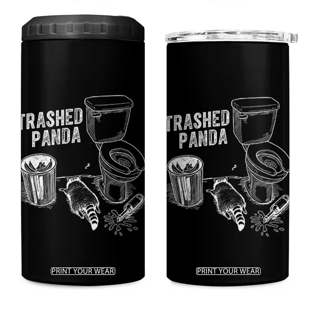 Funny Trashed Panda 4 in 1 Can Cooler Tumbler Drunk Raccoon in Toilet Meme Hot Mess TS02 One Size: 16 oz Black Print Your Wear