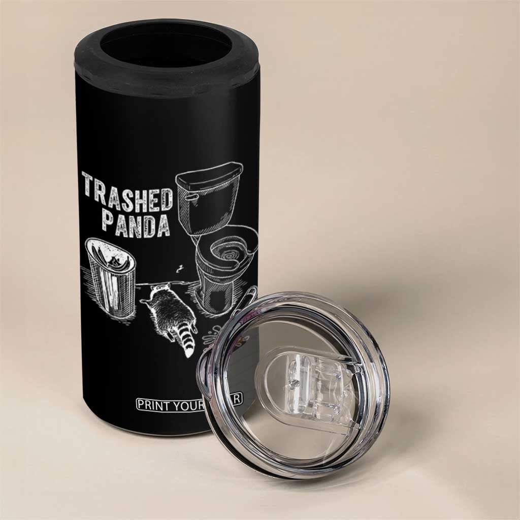 Funny Trashed Panda 4 in 1 Can Cooler Tumbler Drunk Raccoon in Toilet Meme Hot Mess TS02 Print Your Wear