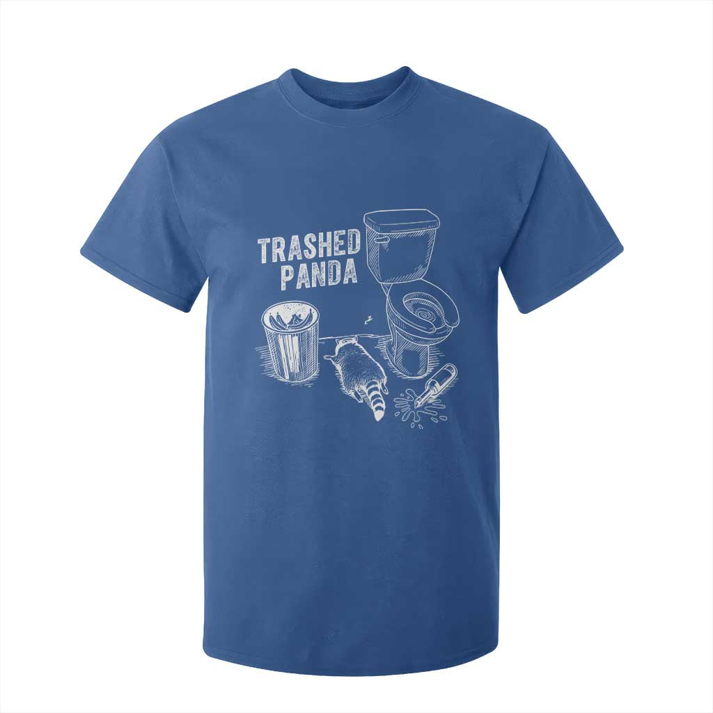 Funny Trashed Panda T Shirt For Kid Drunk Raccoon in Toilet Meme Hot Mess TS02 Royal Blue Print Your Wear