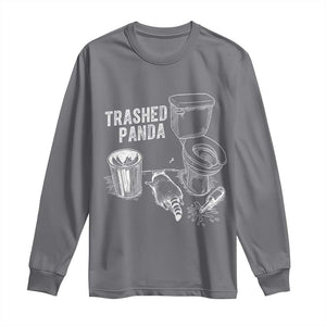 Funny Trashed Panda Long Sleeve Shirt Drunk Raccoon in Toilet Meme Hot Mess TS02 Charcoal Print Your Wear