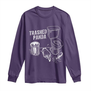Funny Trashed Panda Long Sleeve Shirt Drunk Raccoon in Toilet Meme Hot Mess TS02 Purple Print Your Wear