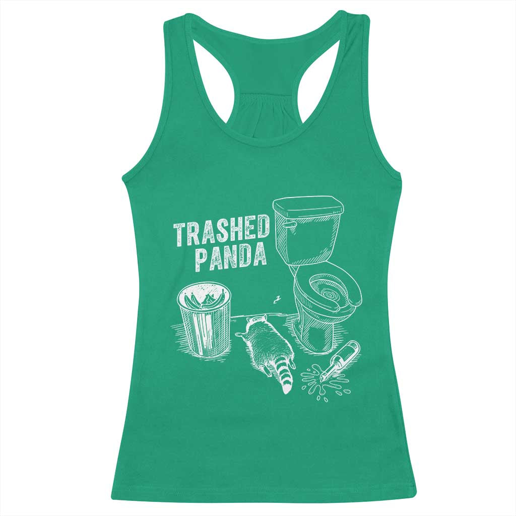 Funny Trashed Panda Racerback Tank Top Drunk Raccoon in Toilet Meme Hot Mess TS02 Irish Green Print Your Wear