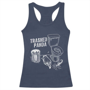 Funny Trashed Panda Racerback Tank Top Drunk Raccoon in Toilet Meme Hot Mess TS02 Navy Print Your Wear