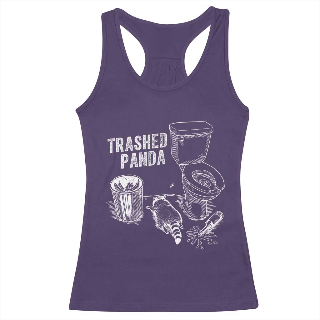 Funny Trashed Panda Racerback Tank Top Drunk Raccoon in Toilet Meme Hot Mess TS02 Purple Print Your Wear