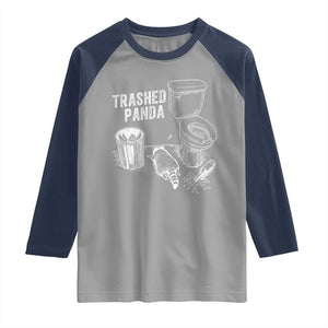 Funny Trashed Panda Raglan Shirt Drunk Raccoon in Toilet Meme Hot Mess TS02 Sport Gray Navy Print Your Wear