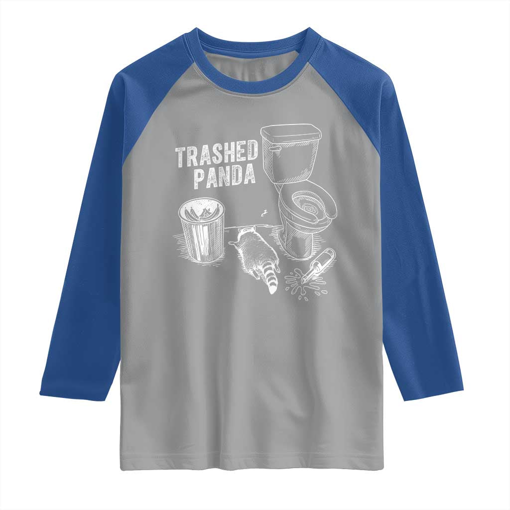 Funny Trashed Panda Raglan Shirt Drunk Raccoon in Toilet Meme Hot Mess TS02 Sport Gray Royal Print Your Wear