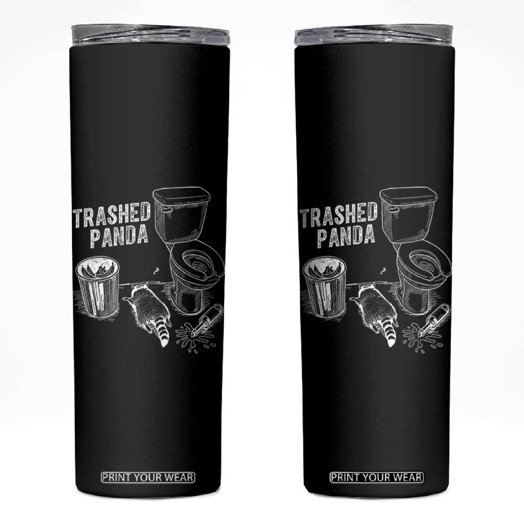 Funny Trashed Panda Skinny Tumbler Drunk Raccoon in Toilet Meme Hot Mess TS02 Black Print Your Wear