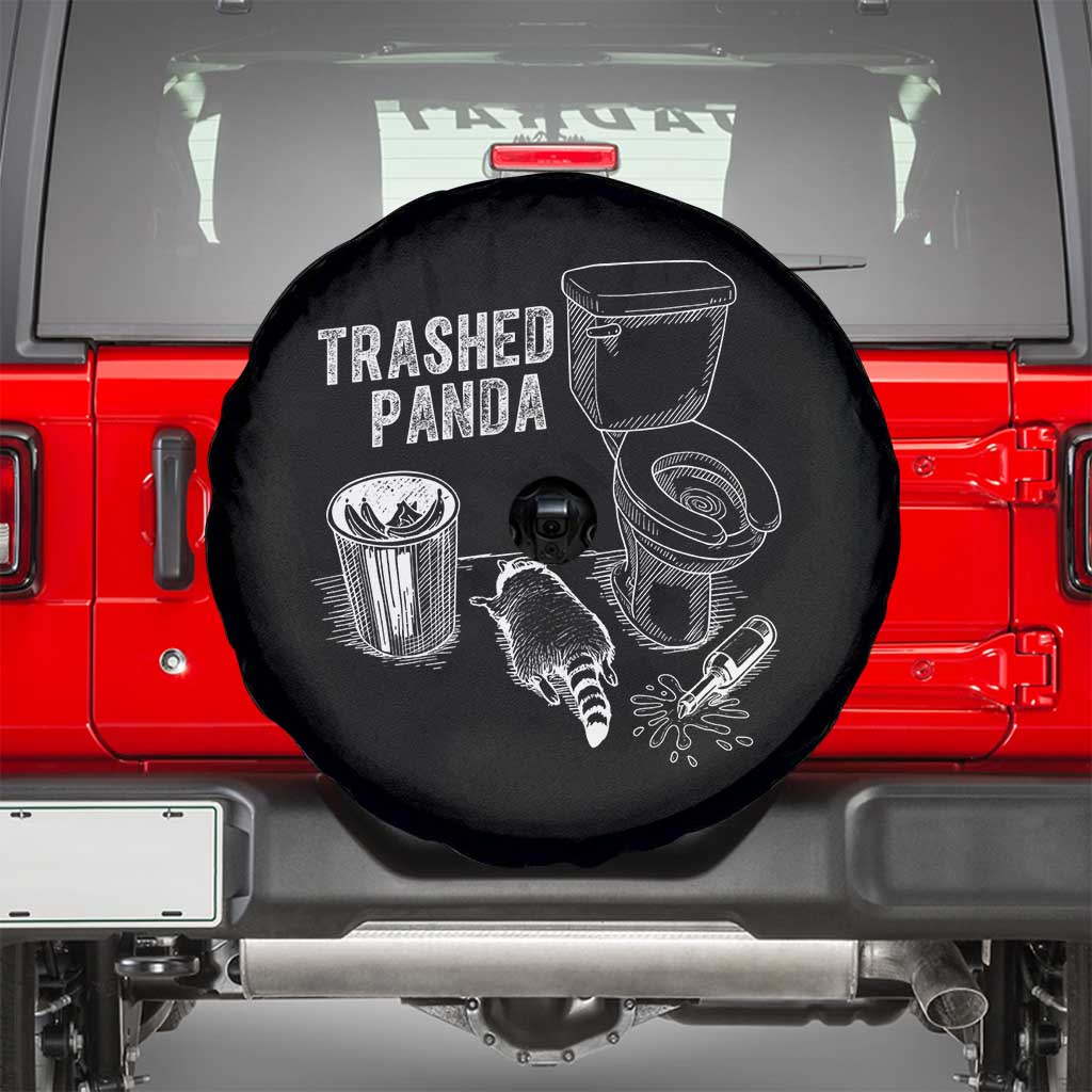 Funny Trashed Panda Spare Tire Cover Drunk Raccoon in Toilet Meme Hot Mess TS02 Black Print Your Wear