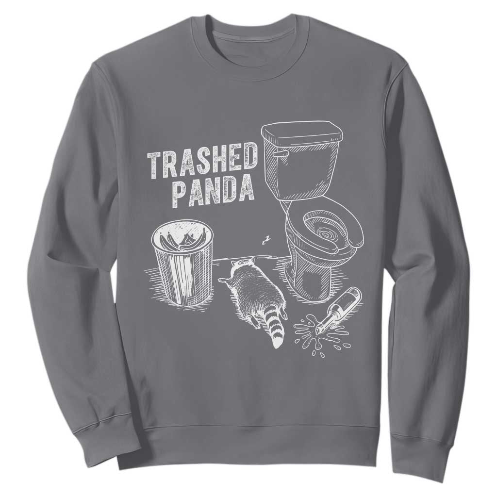 Funny Trashed Panda Sweatshirt Drunk Raccoon in Toilet Meme Hot Mess TS02 Charcoal Print Your Wear