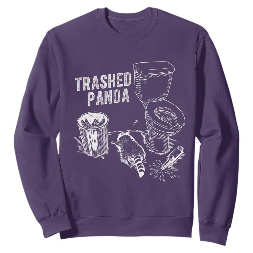 Funny Trashed Panda Sweatshirt Drunk Raccoon in Toilet Meme Hot Mess TS02 Purple Print Your Wear