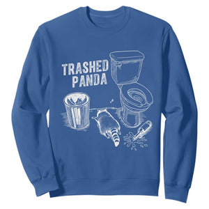 Funny Trashed Panda Sweatshirt Drunk Raccoon in Toilet Meme Hot Mess TS02 Royal Blue Print Your Wear