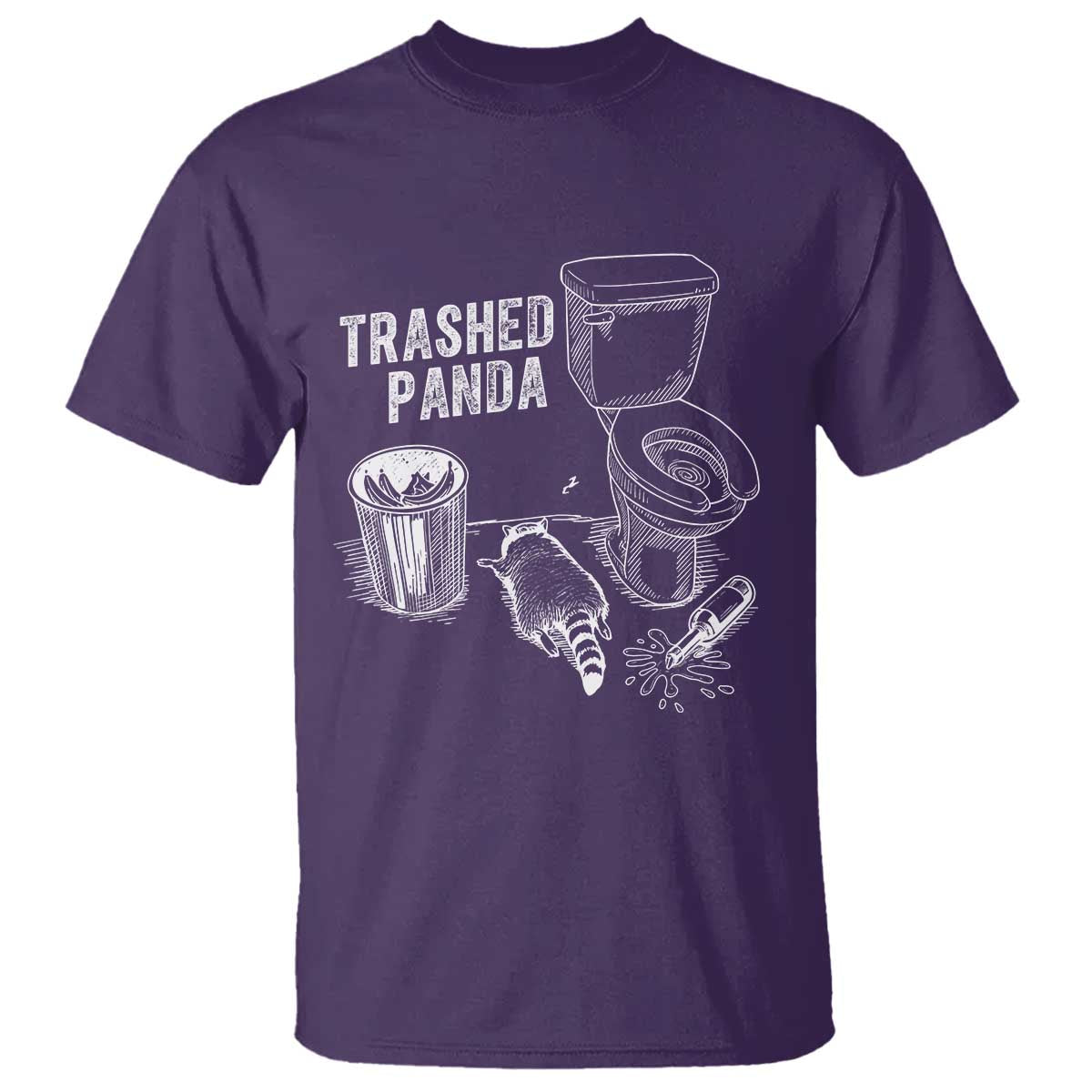 Funny Trashed Panda T Shirt Drunk Raccoon in Toilet Meme Hot Mess TS02 Purple Print Your Wear