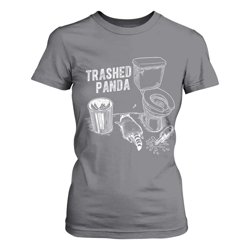 Funny Trashed Panda T Shirt For Women Drunk Raccoon in Toilet Meme Hot Mess TS02 Charcoal Print Your Wear