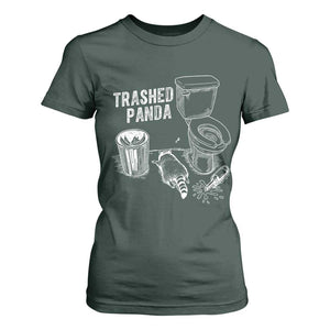 Funny Trashed Panda T Shirt For Women Drunk Raccoon in Toilet Meme Hot Mess TS02 Dark Forest Green Print Your Wear