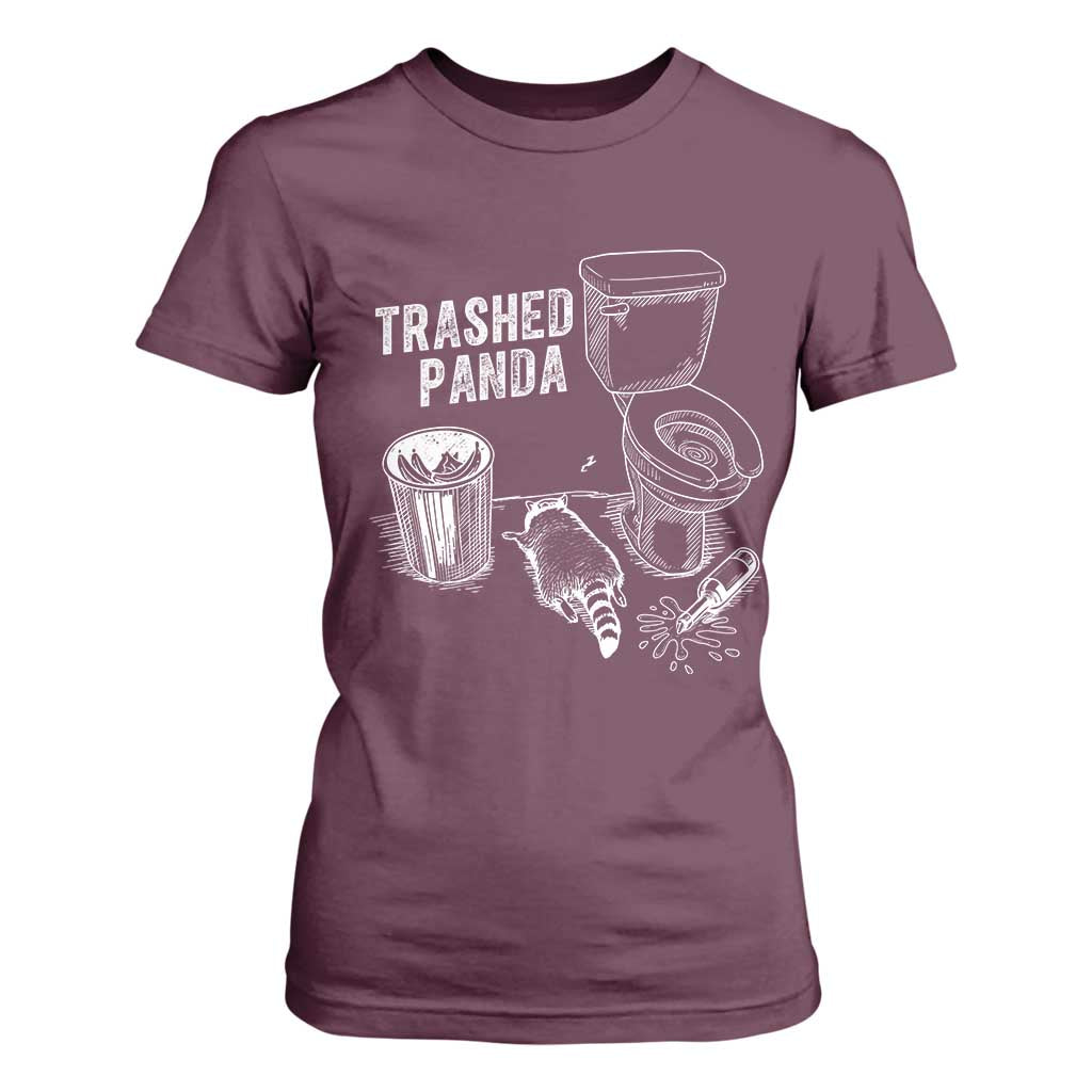 Funny Trashed Panda T Shirt For Women Drunk Raccoon in Toilet Meme Hot Mess TS02 Maroon Print Your Wear