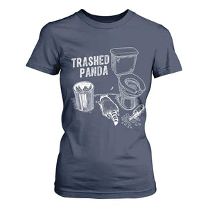 Funny Trashed Panda T Shirt For Women Drunk Raccoon in Toilet Meme Hot Mess TS02 Navy Print Your Wear