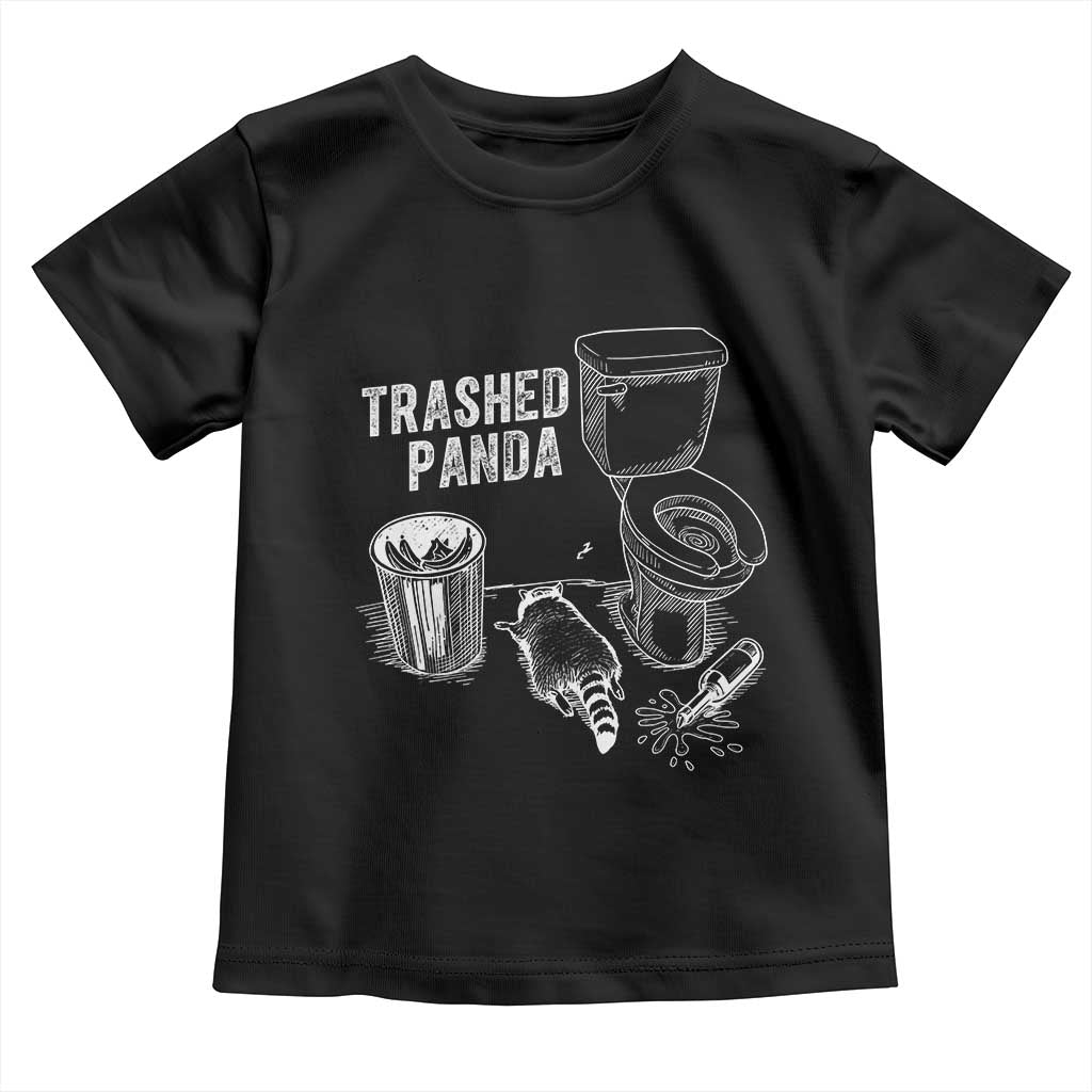 Funny Trashed Panda Toddler T Shirt Drunk Raccoon in Toilet Meme Hot Mess TS02 Black Print Your Wear