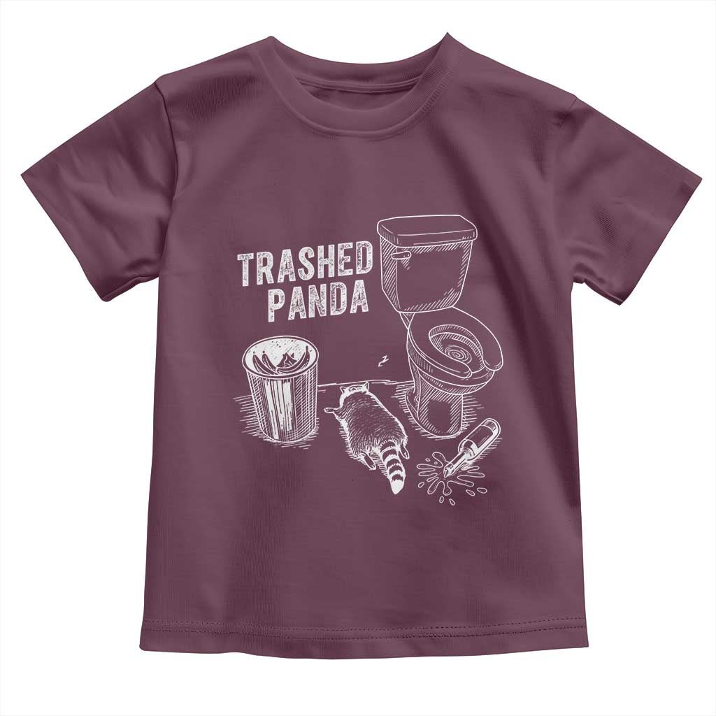 Funny Trashed Panda Toddler T Shirt Drunk Raccoon in Toilet Meme Hot Mess TS02 Maroon Print Your Wear