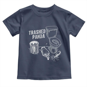 Funny Trashed Panda Toddler T Shirt Drunk Raccoon in Toilet Meme Hot Mess TS02 Navy Print Your Wear