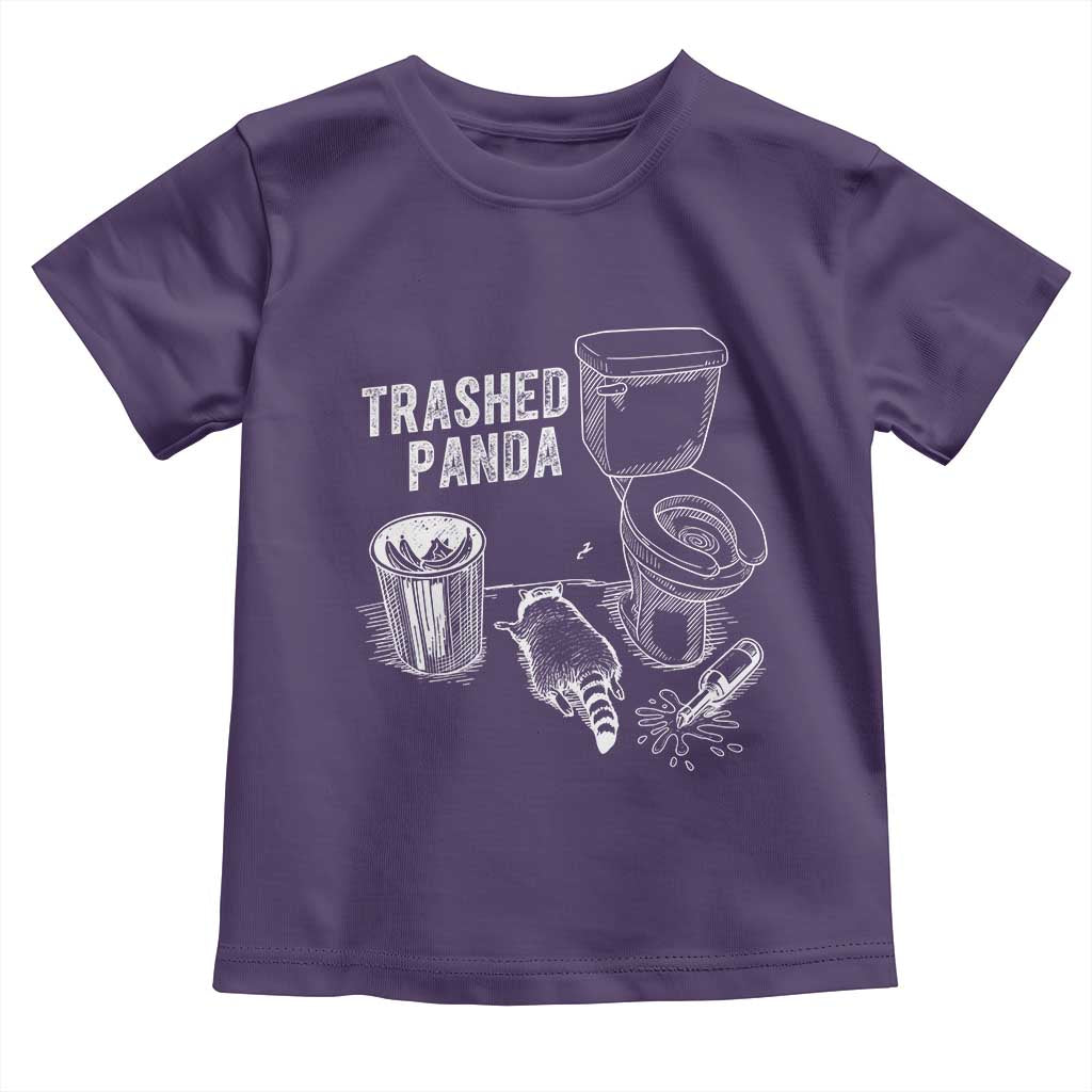 Funny Trashed Panda Toddler T Shirt Drunk Raccoon in Toilet Meme Hot Mess TS02 Purple Print Your Wear
