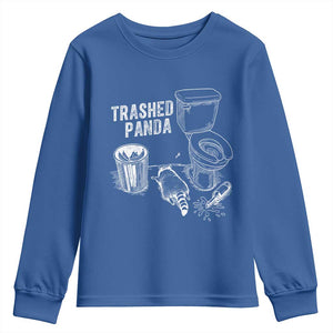 Funny Trashed Panda Youth Sweatshirt Drunk Raccoon in Toilet Meme Hot Mess TS02 Royal Blue Print Your Wear