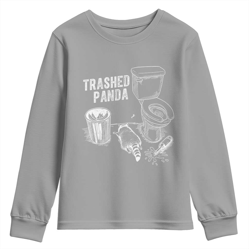 Funny Trashed Panda Youth Sweatshirt Drunk Raccoon in Toilet Meme Hot Mess TS02 Sport Gray Print Your Wear