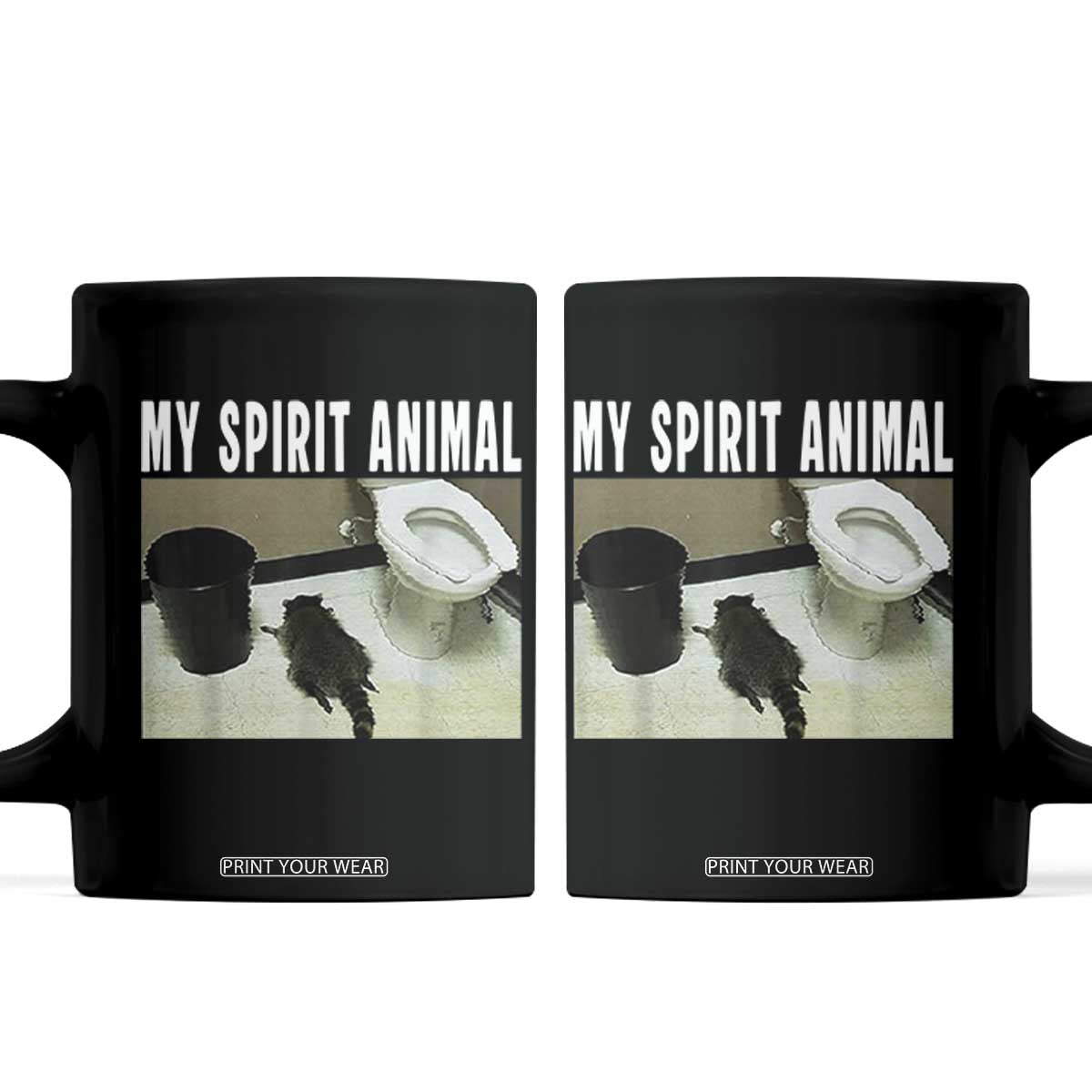 Funny Trashed Panda My Spirit Animal Coffee Mug Drunk Raccoon in Toilet Meme Hot Mess TS02 Black Print Your Wear