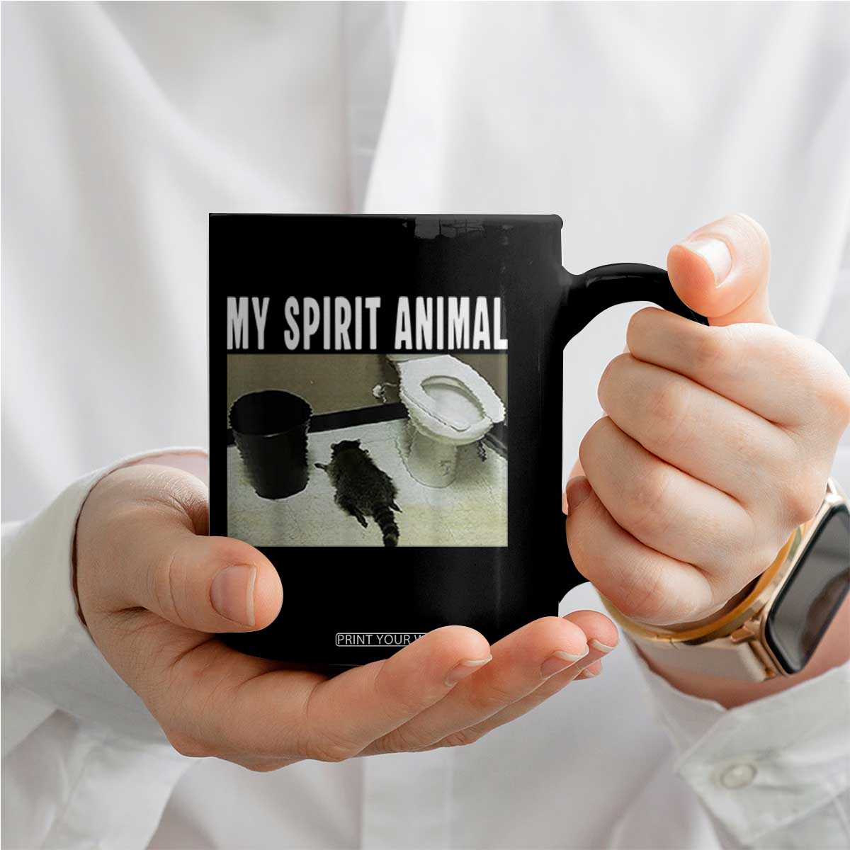 Funny Trashed Panda My Spirit Animal Coffee Mug Drunk Raccoon in Toilet Meme Hot Mess TS02 Print Your Wear