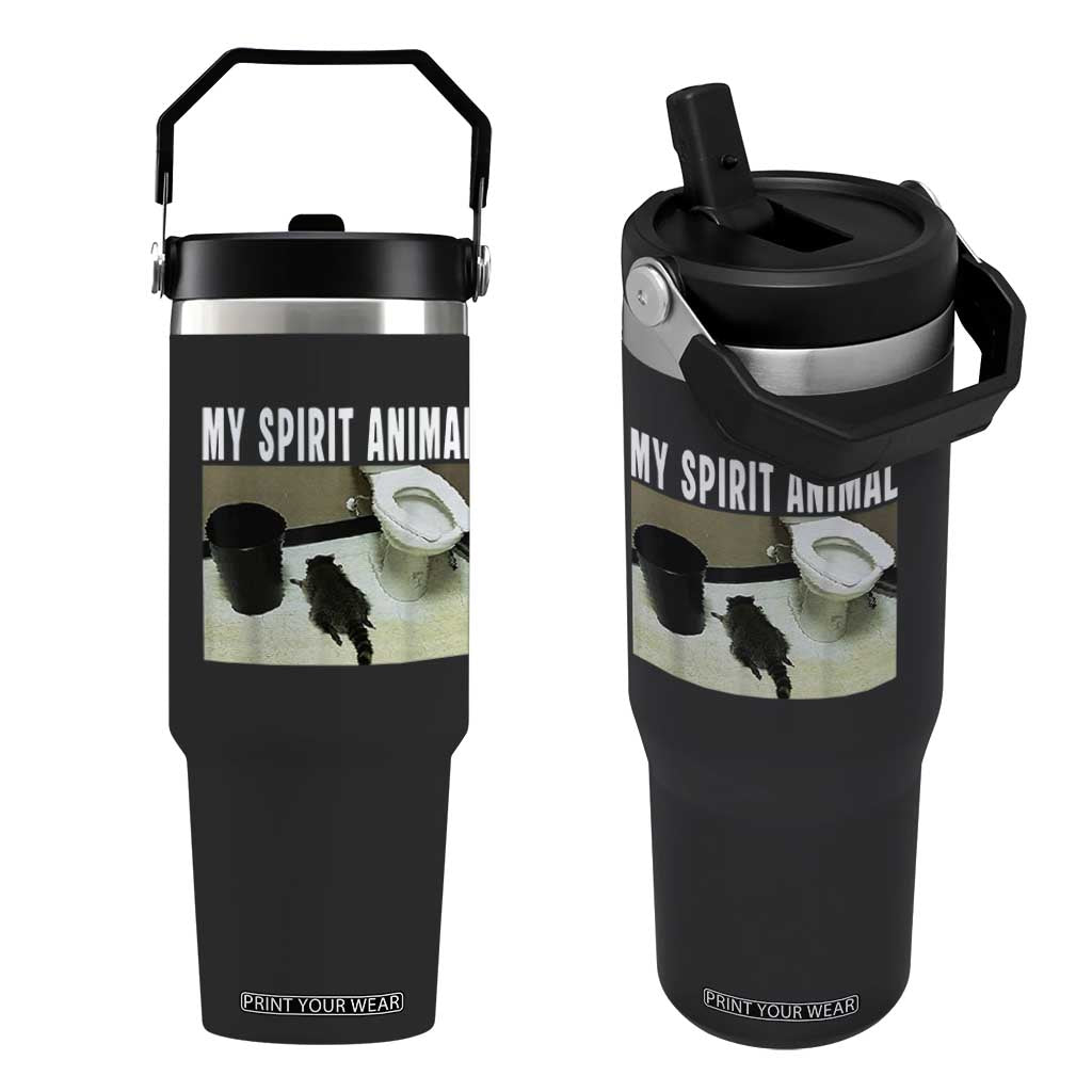 Funny Trashed Panda My Spirit Animal Flip Straw Tumbler Drunk Raccoon in Toilet Meme Hot Mess TS02 One Size: 30 oz Black Print Your Wear