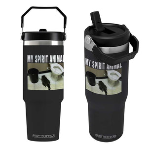 Funny Trashed Panda My Spirit Animal Flip Straw Tumbler Drunk Raccoon in Toilet Meme Hot Mess TS02 One Size: 30 oz Black Print Your Wear